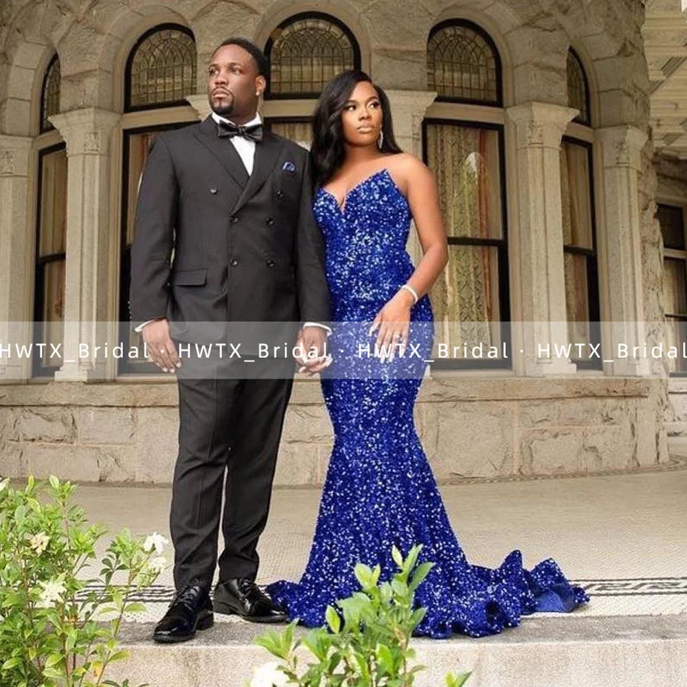 Royal Blue Sequin Mermaid Gown with Sweetheart Neckline