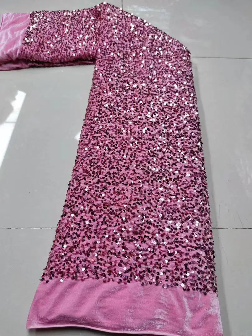Pink Sequin Mermaid Gown with Sweetheart Neckline