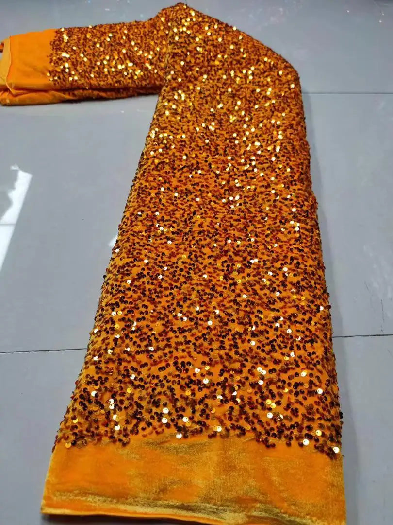 Orange Sequin Mermaid Gown with Sweetheart Neckline