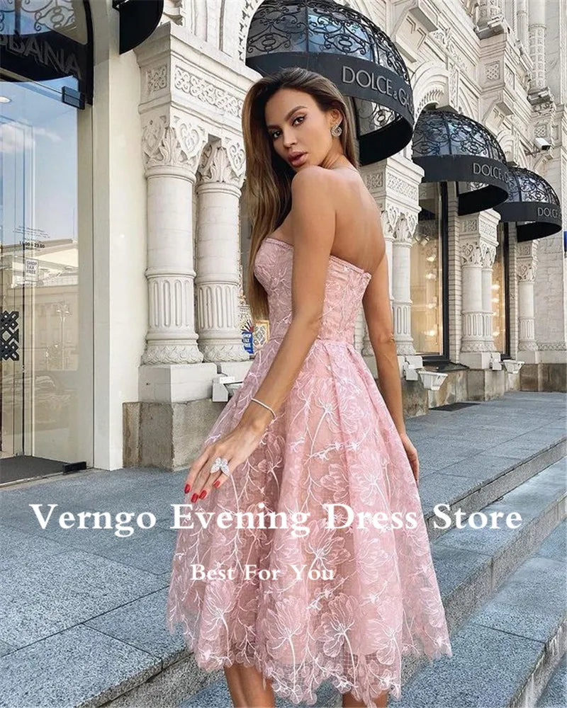 Verngo Pink/Navy Blue Short Prom Dress