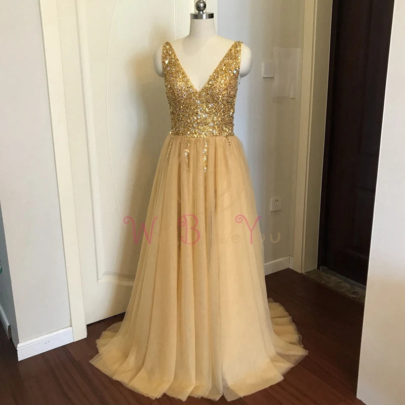 Plus Size Beaded Pink Prom Dress - Tulle, High Split, Sleeveless, A-line, Lace Up, Backless