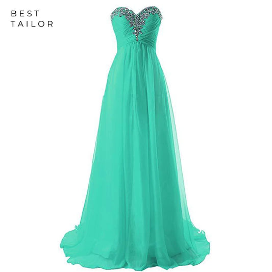 Turquoise Crystal Empire Prom Dress - Sexy Wedding Gown with Gold Detailing