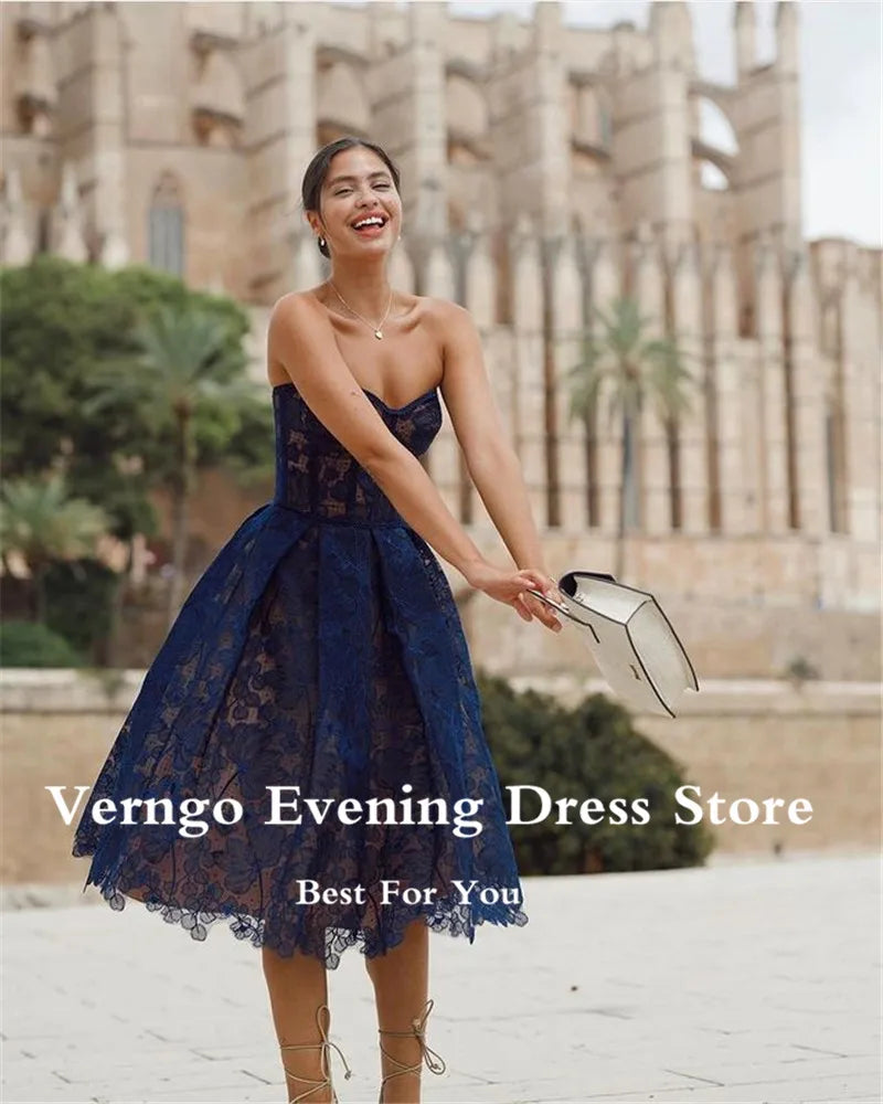 Verngo Pink/Navy Blue Short Prom Dress