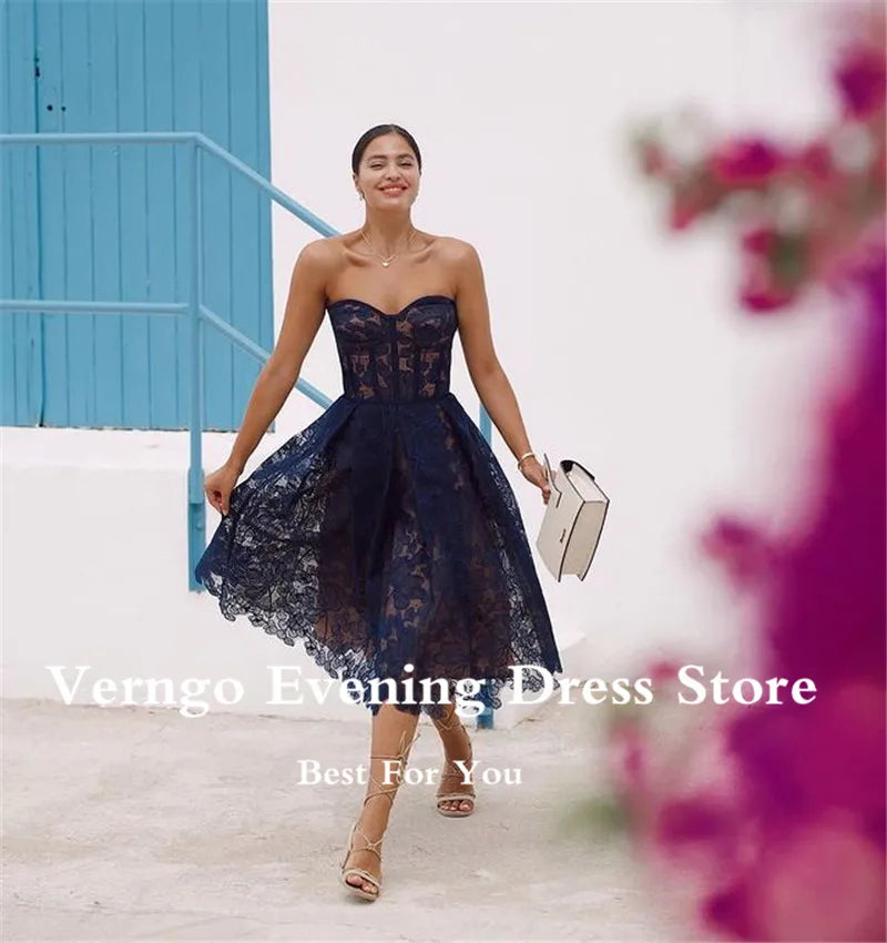 Verngo Pink/Navy Blue Short Prom Dress