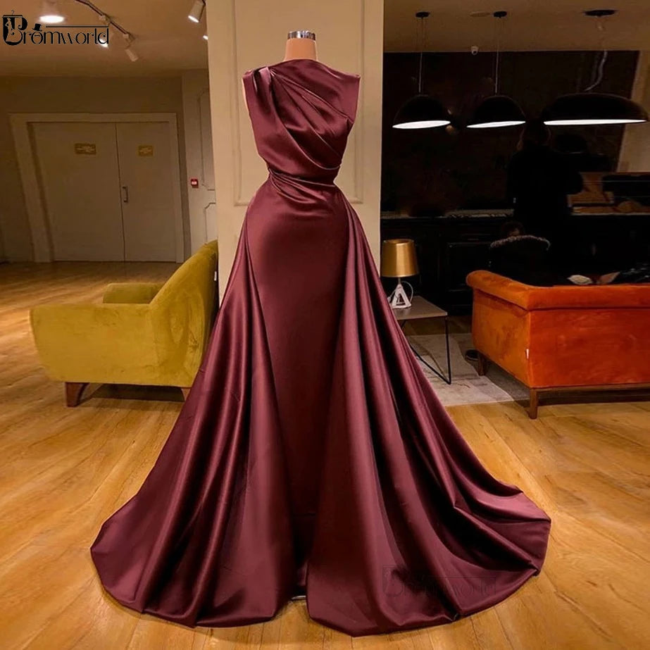 Burgundy Moroccan Kaftan Muslim Evening Gown