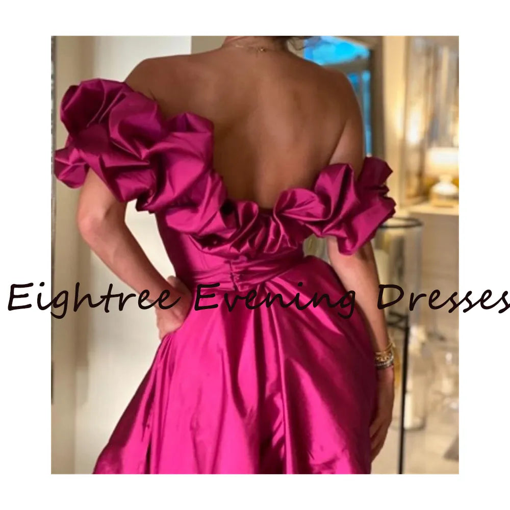 Fushia Red A Line Evening Dress - Custom Size Available