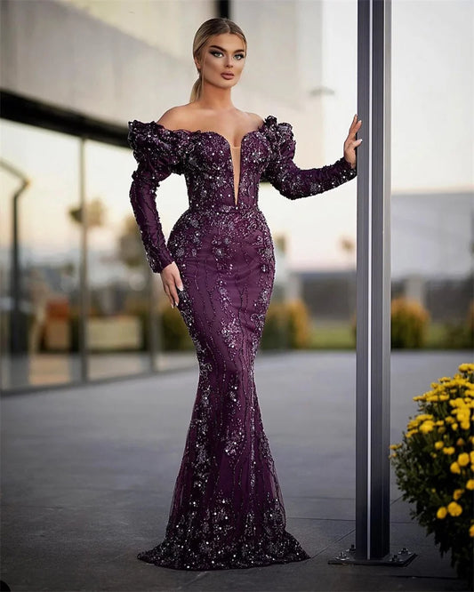 Custom Elegant Purple Mermaid Prom Dress