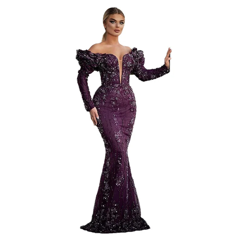 Custom Elegant Purple Mermaid Prom Dress