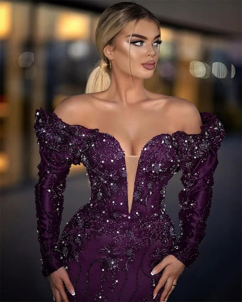 Custom Elegant Purple Mermaid Prom Dress