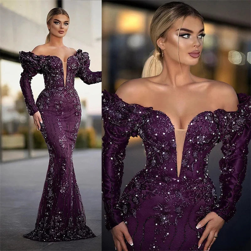 Custom Elegant Purple Mermaid Prom Dress