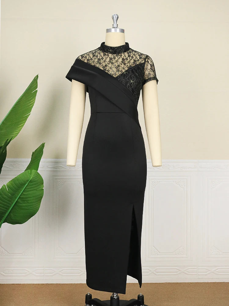 Sexy Black Lace High Neck Prom Dress - Perfect for Evening, Cocktail, and Club Parties in 2023!