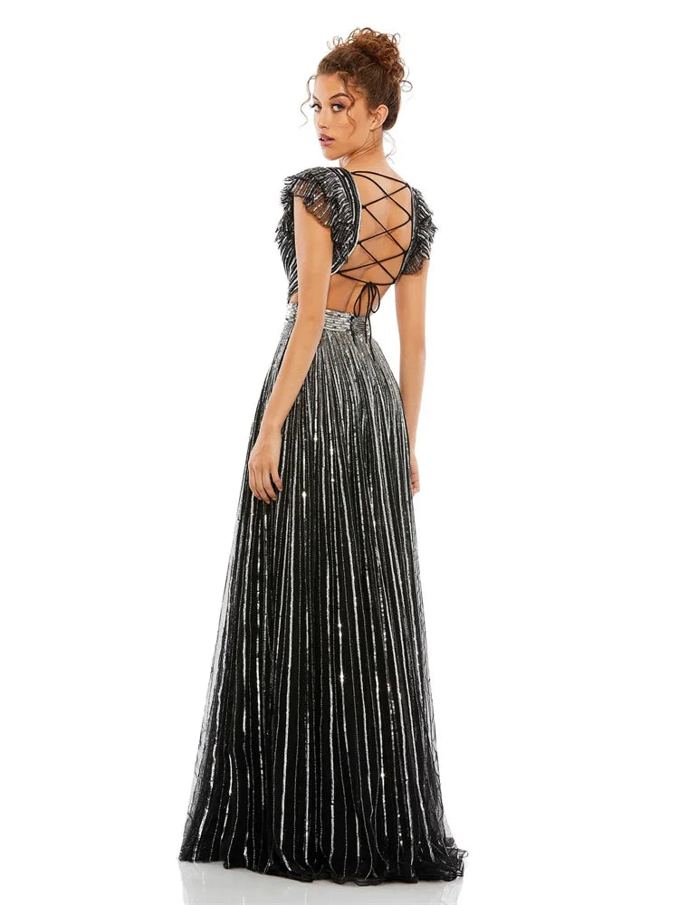 Customizable Elegant Sweetheart Evening Dress - Floor-Length Prom Gown with Lace-Up Back