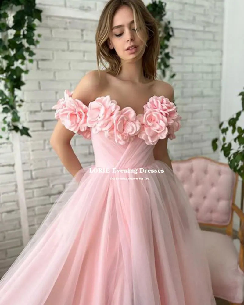 LORIE 3D Flowers Beach Prom Dress - Sexy Side Split Evening Gown for Weddings and Special Occasions - Customizable