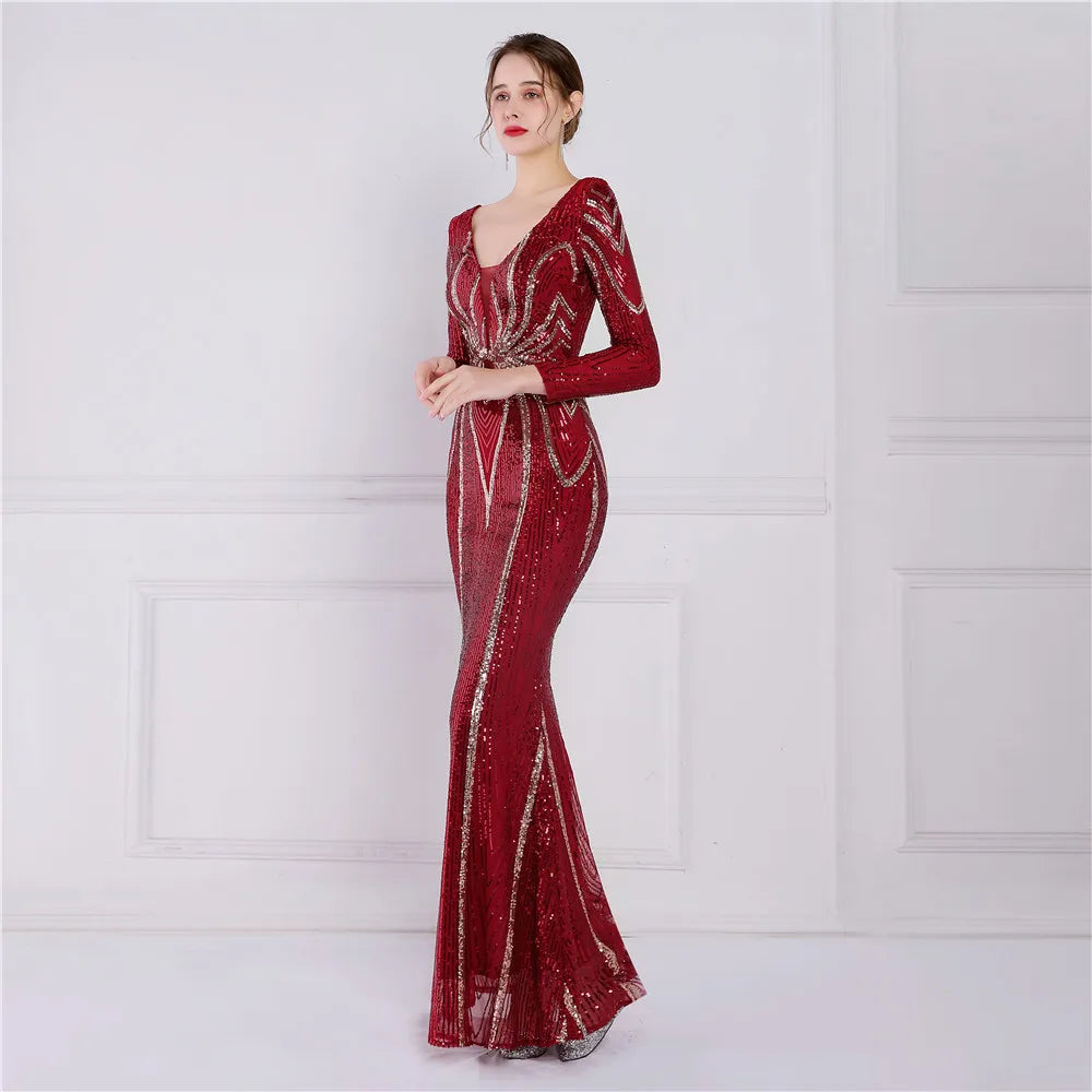 Stunning Burgundy Sequin Prom Dress - Perfect for Birthday & Evening Parties!