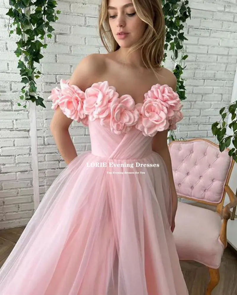 LORIE 3D Flowers Beach Prom Dress - Sexy Side Split Evening Gown for Weddings and Special Occasions - Customizable