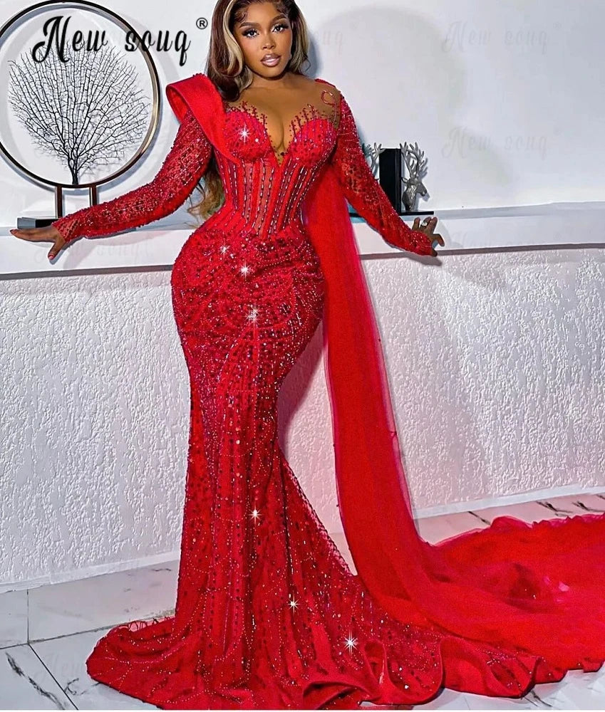 Luxury Red Wedding Party Dress Plus Size