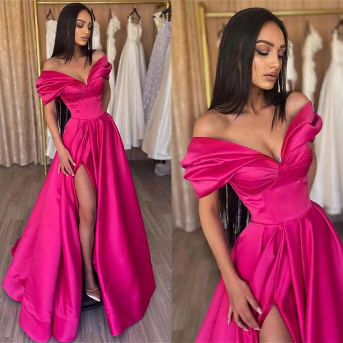 Customizable Elegant Satin Prom Dress - Perfect for Formal Events - Or