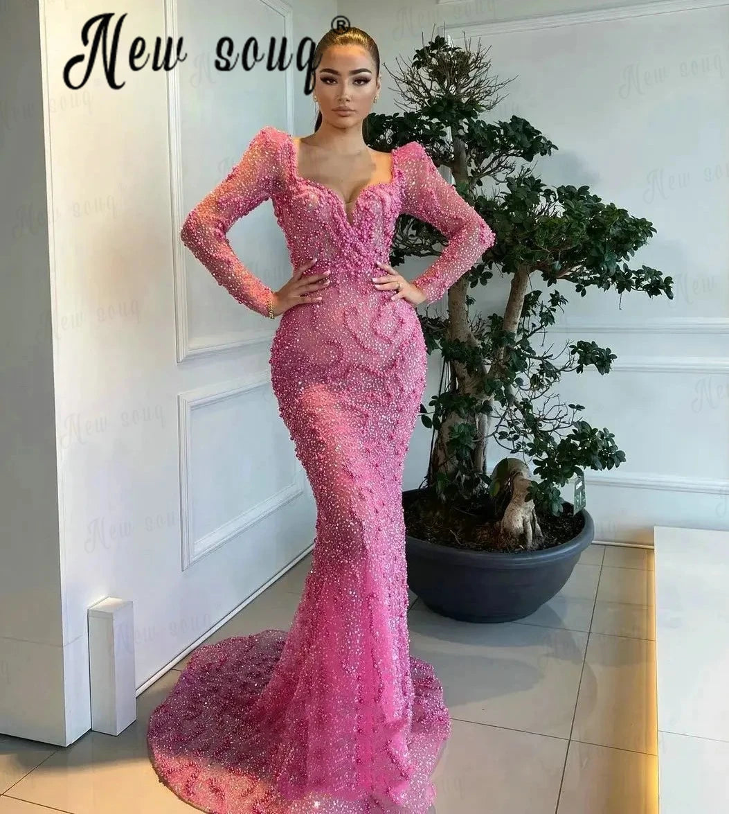 Elegant Pink Party Dress - Mermaid Style