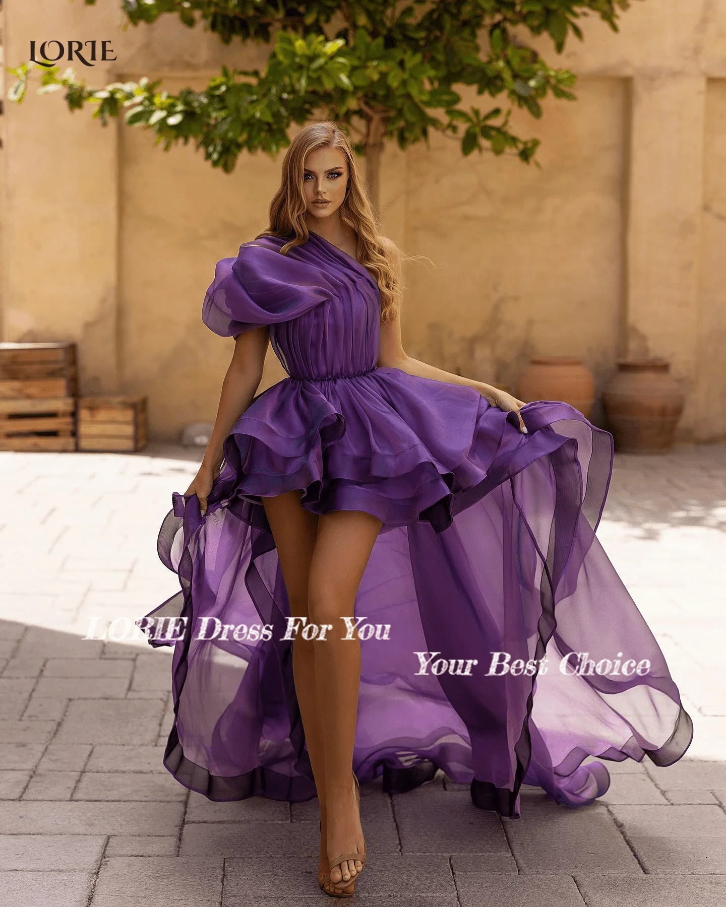 LORIE Purple High/Low Evening Dress - Customizable, Fast Shipping, Trusted Seller