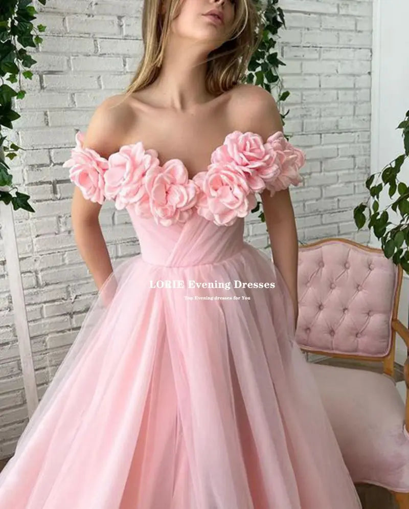 LORIE 3D Flowers Beach Prom Dress - Sexy Side Split Evening Gown for Weddings and Special Occasions - Customizable