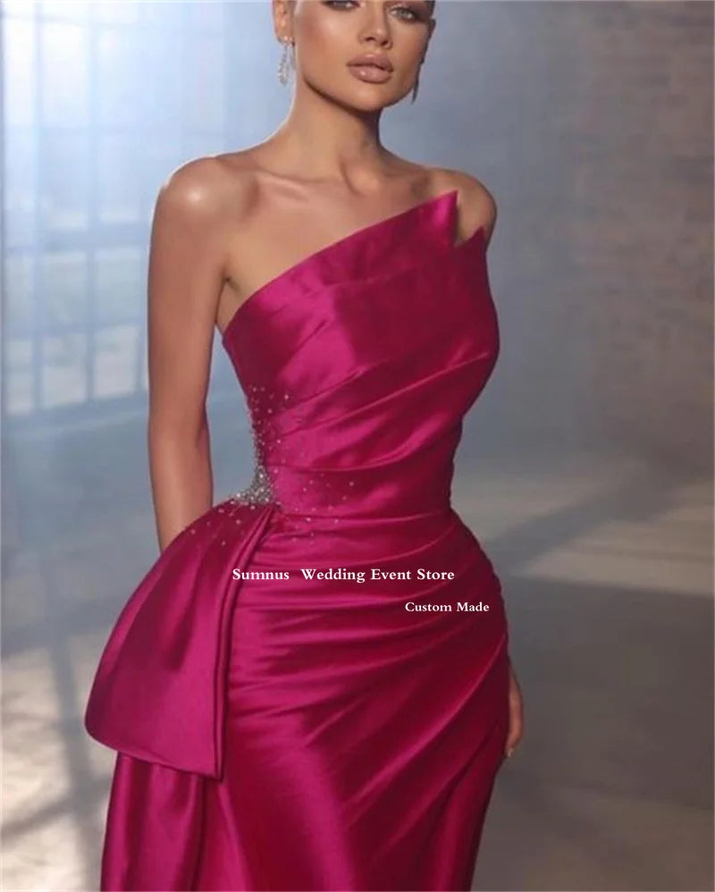 Sexy Fuchsia Mermaid Prom Dress with High Side Slit and Custom Sizing - Perfect for Evening Events and Parties