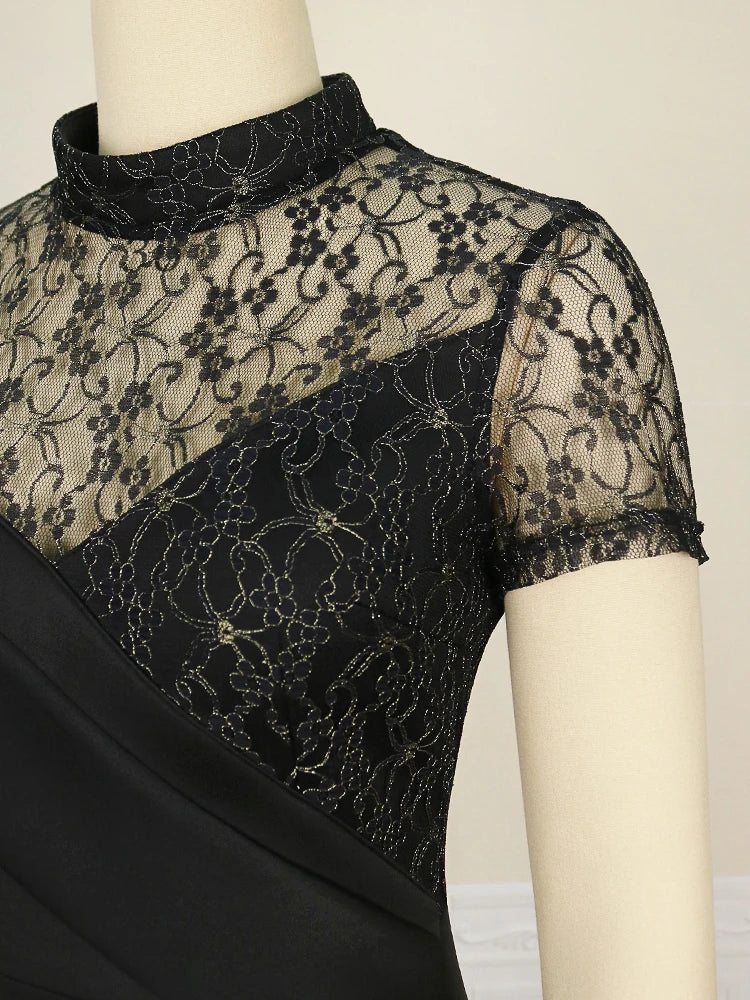 Sexy Black Lace High Neck Prom Dress - Perfect for Evening, Cocktail, and Club Parties in 2023!