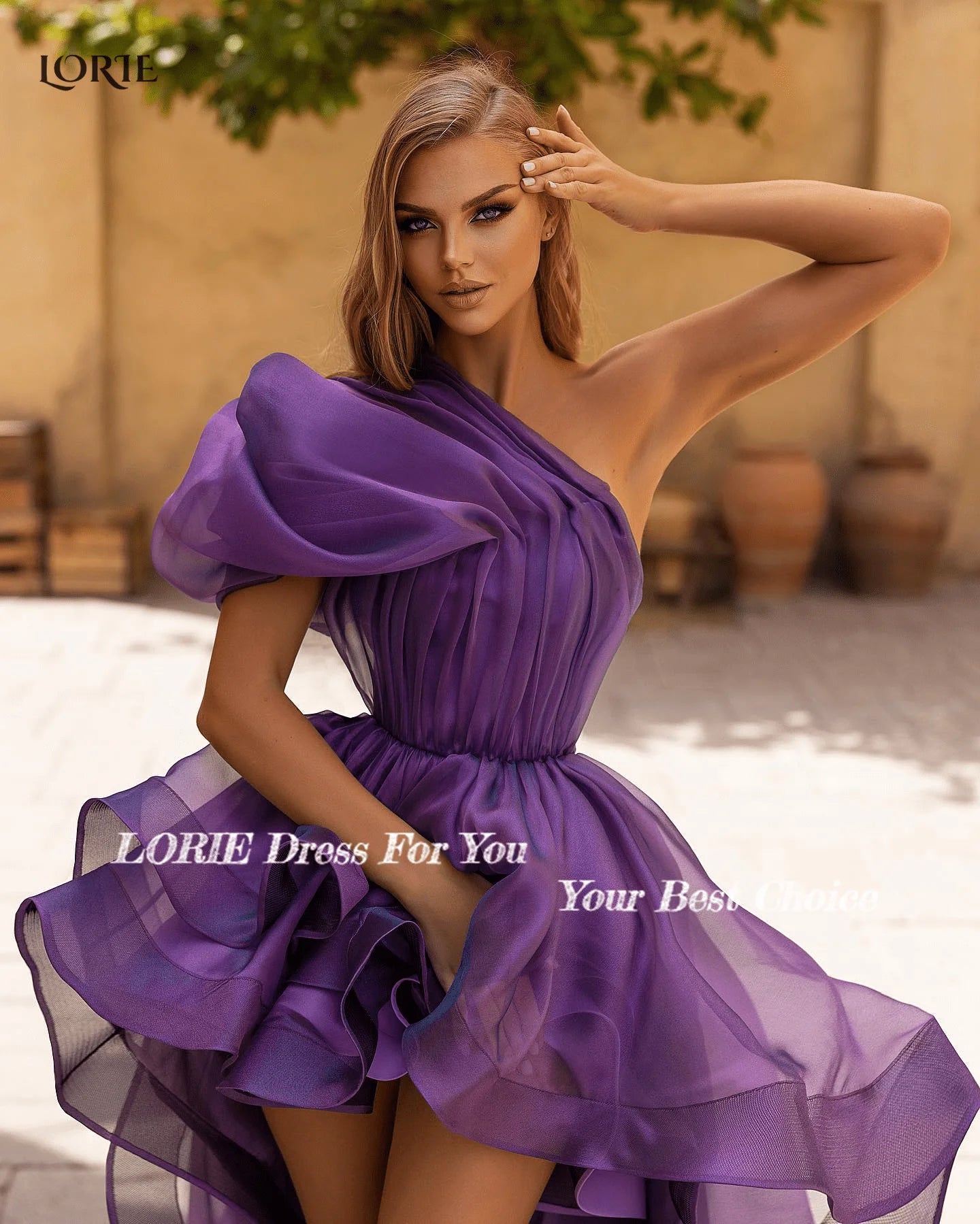 LORIE Purple High/Low Evening Dress - Customizable, Fast Shipping, Trusted Seller