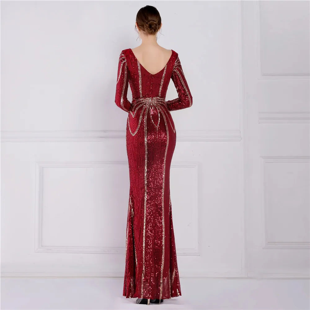 Stunning Burgundy Sequin Prom Dress - Perfect for Birthday & Evening Parties!