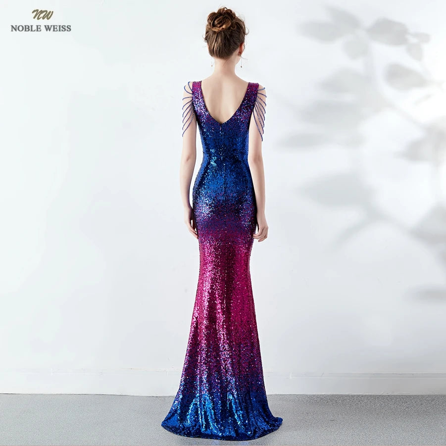 Sexy Sequin V-Neck Prom Dress - Elegant Mermaid Gown