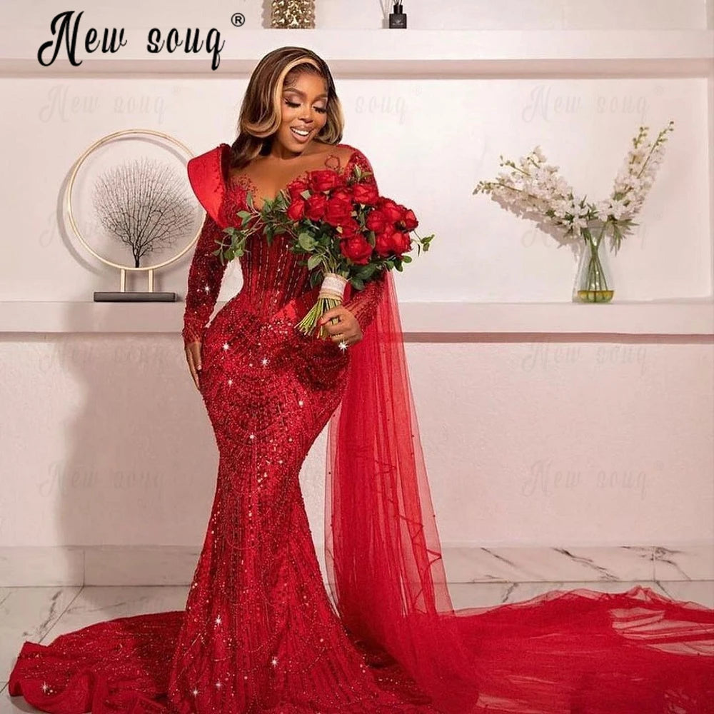 Luxury Red Wedding Party Dress Plus Size