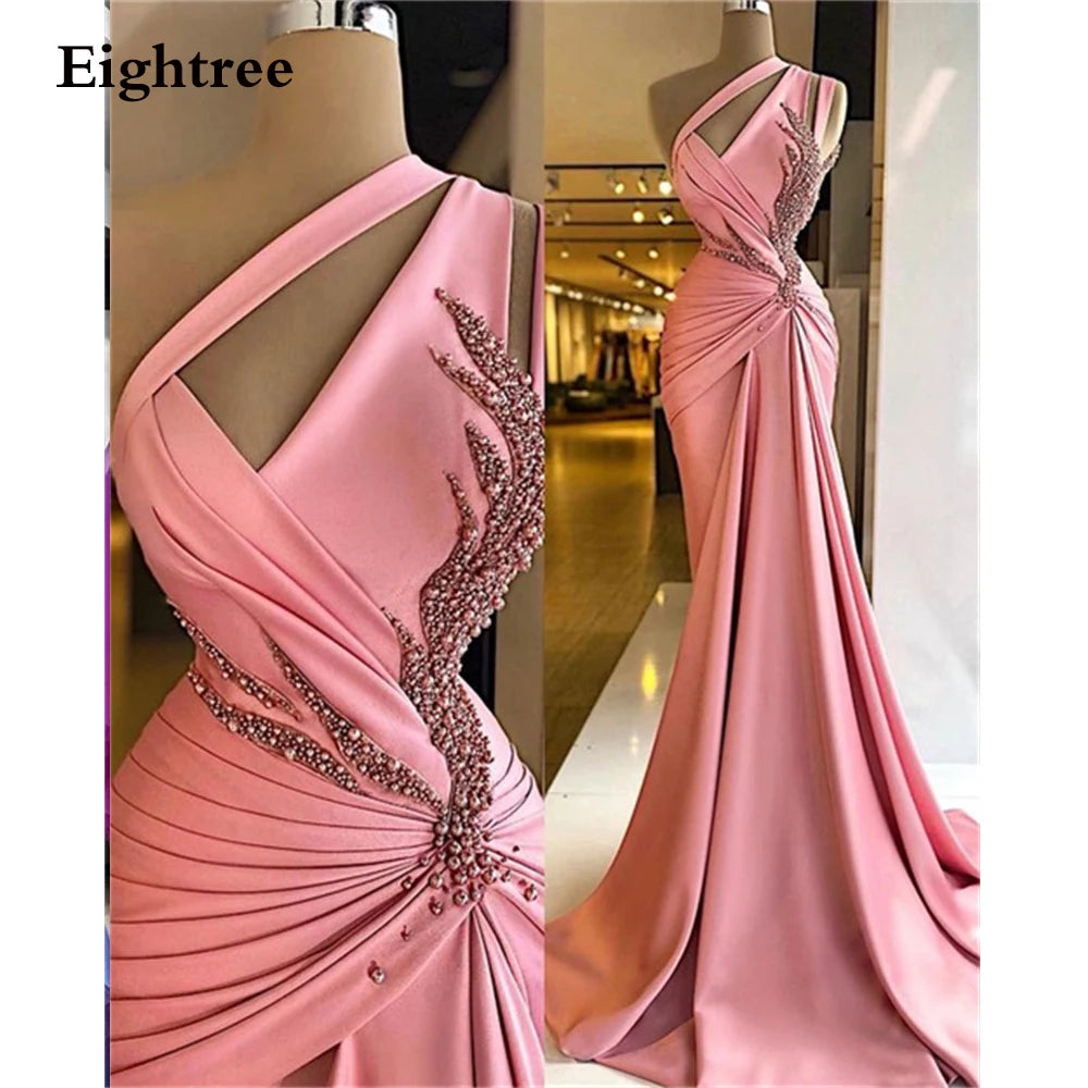 Pink Applique Prom Dress - Customizable, Sleeveless, Floor Length - Eightree