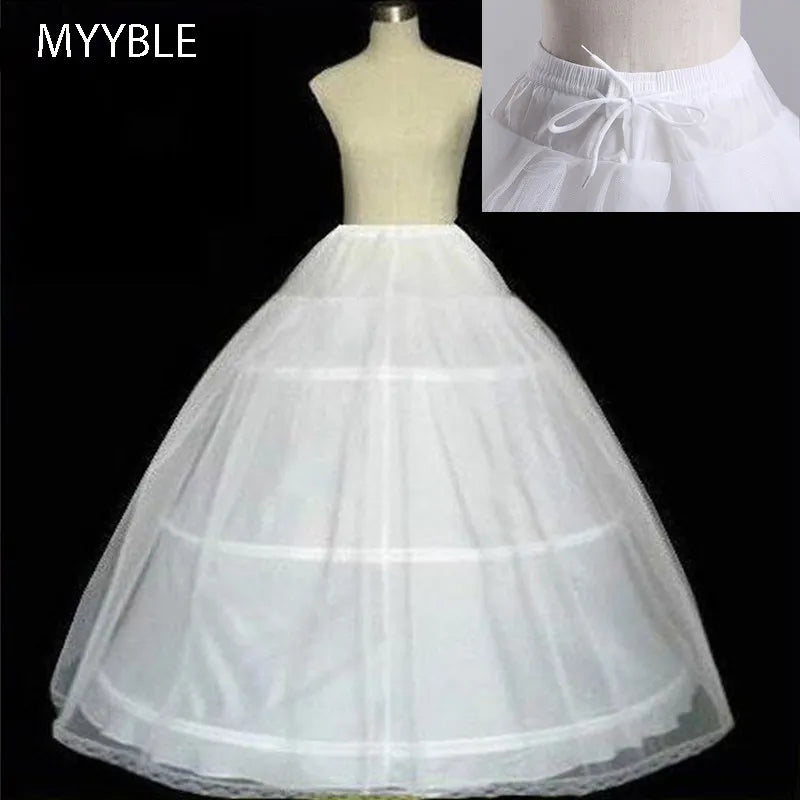 Premium White 3-Hoop Petticoat for Ball Gown Wedding Dresses - Free Shipping!