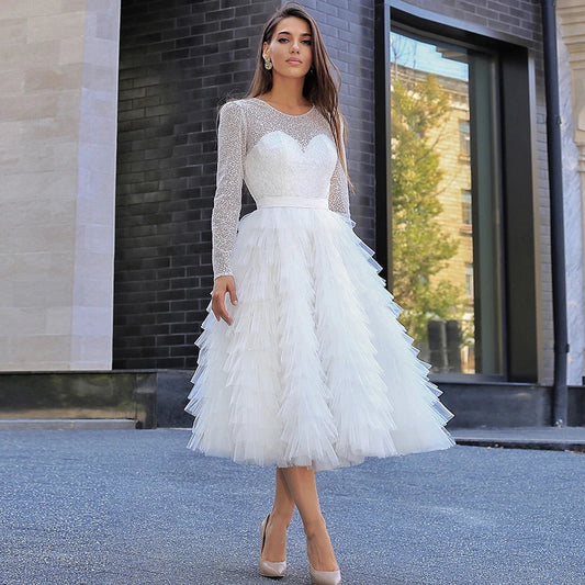 Arabic Short Prom Dress - Custom Plus Size Wedding Gown - Formal Bridal Party