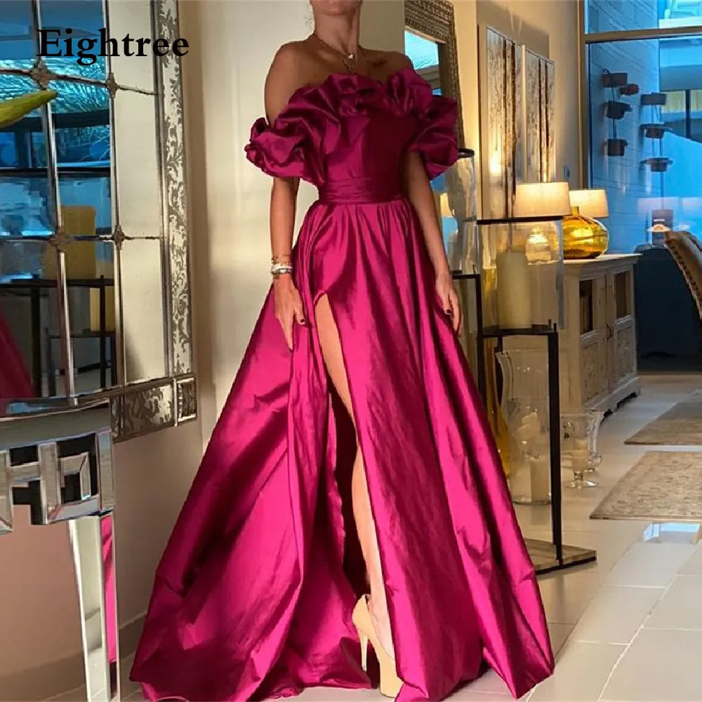 Fushia Red A Line Evening Dress - Custom Size Available