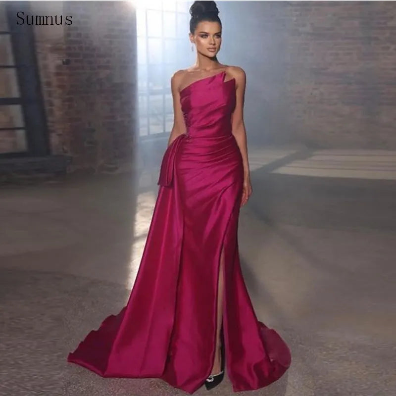 Sexy Fuchsia Mermaid Prom Dress with High Side Slit and Custom Sizing - Perfect for Evening Events and Parties