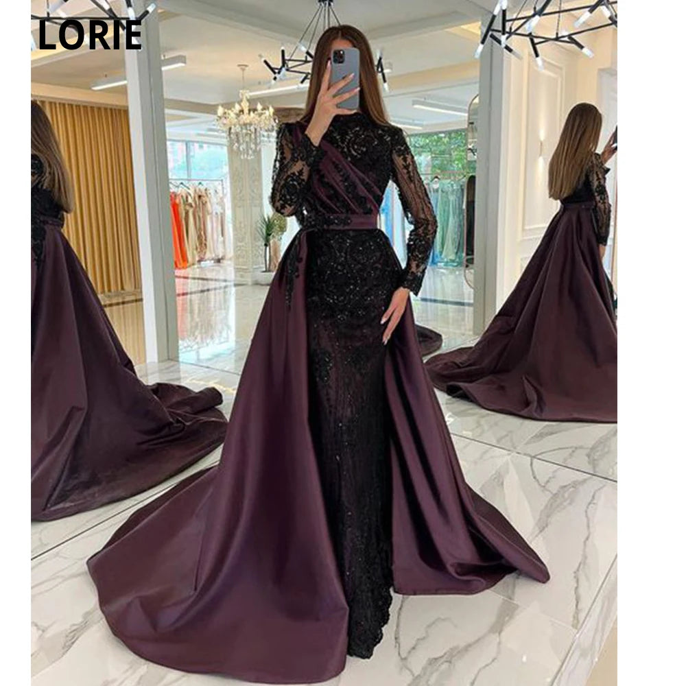 LORIE Elegant Mermaid Evening Dress - High Collar, Appliques, Sequins - Special Occasion Gown