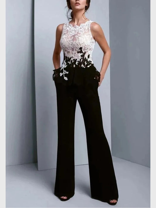 White Lace Jumpsuit for Special Occasions - Customizable Sizes and Colors